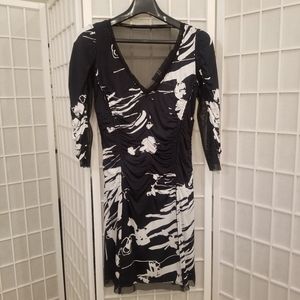 Alberto Makali Black & White abstract print dress, sz 6